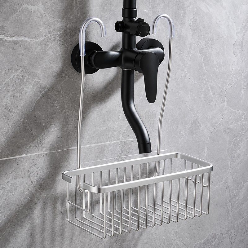 Aluminum Shower Shelf for Bathroom Storage – No-Drill Metal Organizer
