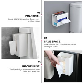 Cabilock Wall-Mounted Tissue Box White Traceless Tissue Holder Practical Storage for Bathroom Office Bedroom and Living Room Vintage Design for Elegant Home