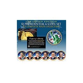 Living Presidents w/Trump 2016 Presidential Dollars 6-Coin Set 2-Sided Color