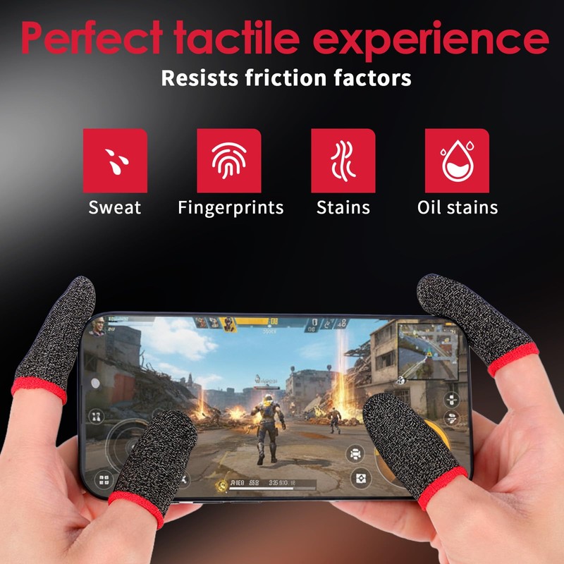 Josojoou 12 Pack Gaming Finger Sleeves, Ultra-Thin Silver Fiber Gaming