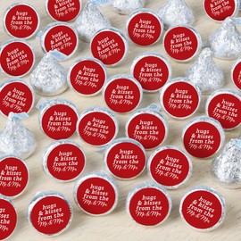 Big Dot of Happiness Cherry Red Wedding Candy Stickers, Mr & Mrs Wedding Guest Favors, Engagement or Anniversary Party Favor Labels, Small Round Candy Stickers - 324 Count