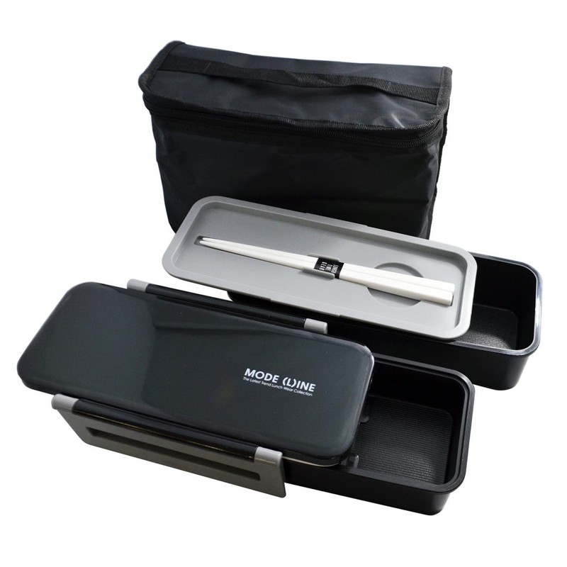 スケーター(Skater) 保冷バッグ付 ジャンボ 2段 弁当箱 1.3L MODE LINE モードライン KCPJW13-A