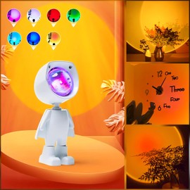 Sunset Lamp Projector Astronaut LED Night Light – 7-Color 360° Galaxy Lamp, Ambient Lighting for Bedroom, Party, Photography, TikTok Decor, Selfie, Battery-Powered Relaxation Gift for Women, Girls