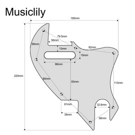 Musiclily Pro 7 Holes Guitar Pickguard for Fender F-Hole Hybrid Tele Style Electric Guitar, 3Ply Black