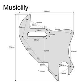 Musiclily Pro 7 Holes Guitar Pickguard for Fender F-Hole Hybrid Tele Style Electric Guitar, 3Ply Black