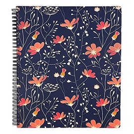Steel Mill & Co Cute Large Spiral Notebook College Ruled, 11" x 9.5" with Durable Hardcover and 160 Lined Pages, Floral Vines