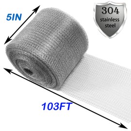 Wire Mesh Hole Fill Fabric 5 in X 103Ft, Weep Holes Filler and Covers, Upgraded Stainless Steel Wire Mesh, Flexible Stretchy Hardware Cloth for Garden House and DIY, Mice Control Rodent Barrier
