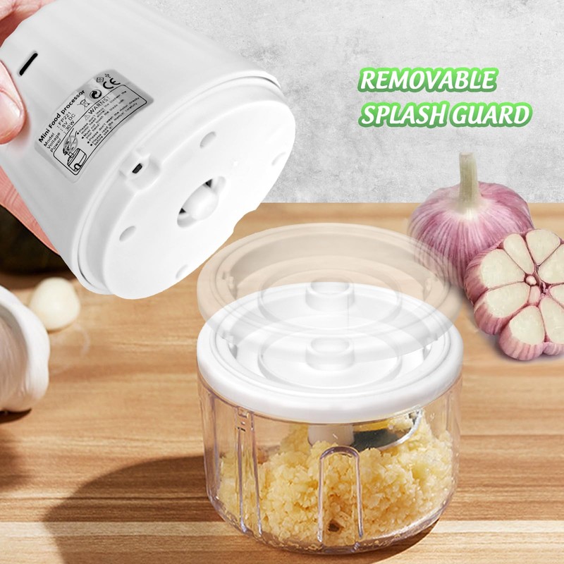Luniquz Mini Electric Garlic Chopper 300ML GLASS Food Processor Cordless