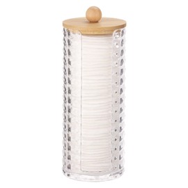 Tecbeauty Cotton Pads Holder Bathroom Storage Makeup Removers Pads Organizer, Clear Containers with Bamboo Lid