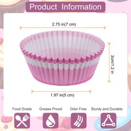 sourcing map 100 Count Cupcake Liners Pink White Cupcake Cups Standard Size Muffins Liners Papers Baking Cups Wrappers Greaseproof for Party Wedding Birthday