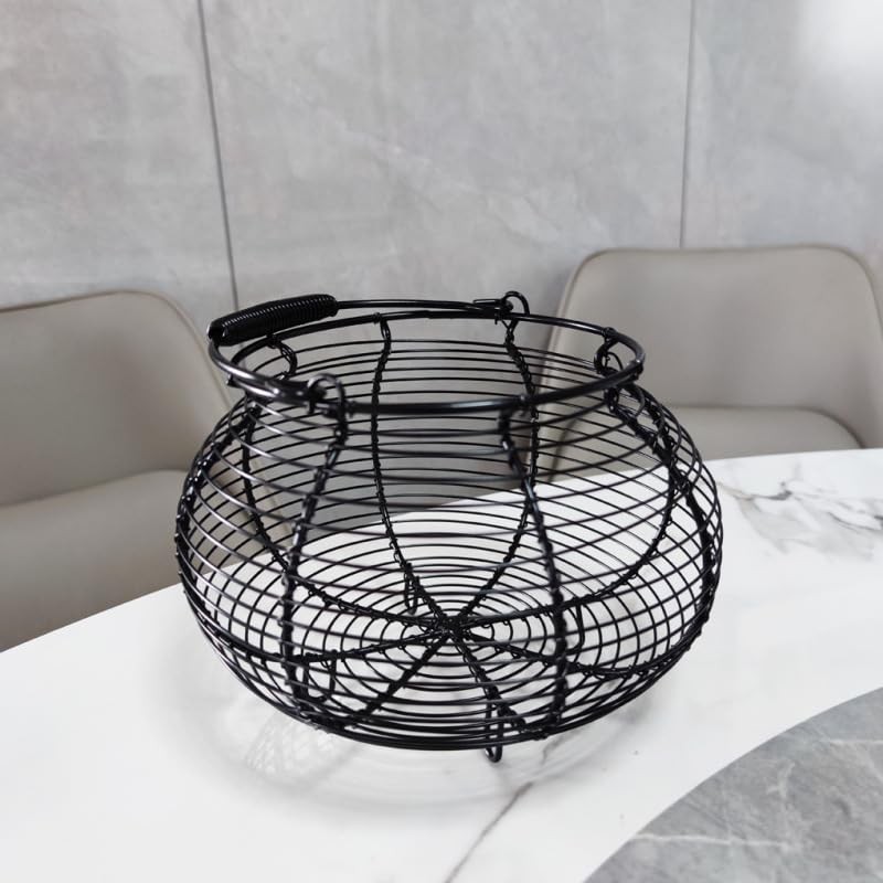 Farmhouse Wire Egg Baskets for Gathering Fresh Egg With Handle,