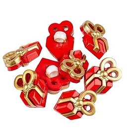 Mibo - 8 botones de vástago de resina de nailon de 2 piezas, regalo de Navidad con lazo, 28 L (18 mm), color rojo con lazo dorado satinado