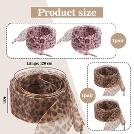 arrderly 2 Pairs Leopard Shoelaces, Silk Satin Ribbon Shoelaces, Soft Flat Shoelaces, Replacement Laces, Fashionable Laces, Wide for Sports Shoes, Casual Shoes, Leopard pattern, One Size