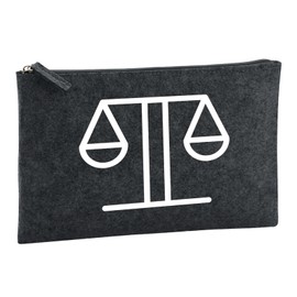 Huuraa Toiletry Bag Libra Zodiac Symbol Gift 1 Litre Charcoal Felt Scales Gift Idea