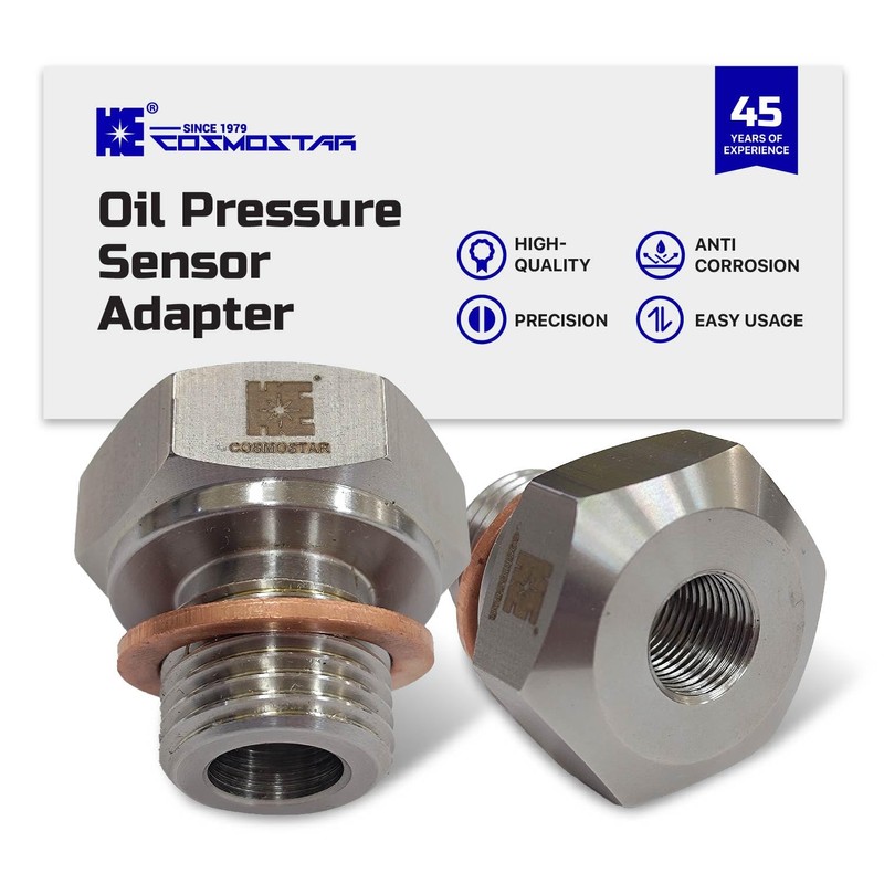 Cosmostar Stainless Steel Oil Pressure Sensor Adapter – M16-1.5 Male