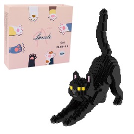 Larcele Mini Building Blocks Animal Set, DIY Micro 3D Building Toy Bricks,999 pcs KLJM-05 (Black Cat)