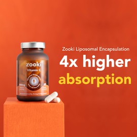 Zooki 1000mg Liposomal Vitamin C Capsules | 4X Higher Absorption | Ultimate Immunity, Energy, Skin Support | Vegan, Natural Ingredients | (30 Servings)