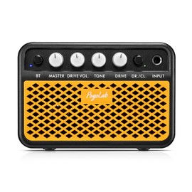 POGOLAB Mini Guitar Amp, 5W Small Portable Electric Guitar Amplifier, Clean & Drive Effects 2 Channels, Rechargeable Bluetooth Speaker with Headphone Jack, for Daily Guitar Practice (Orange)