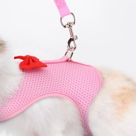 MiOYOOW Small Pet Chest Harness, Adjustable Rabbit & Ferret Harness with Leash Set, Breathable Mesh Walking Vest, Black, S Size