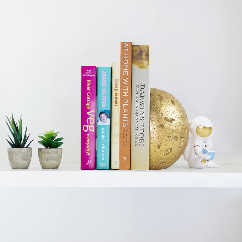 Banllis Heavy Duty Astronaut Bookends, Space-Themed Book Ends for Kids