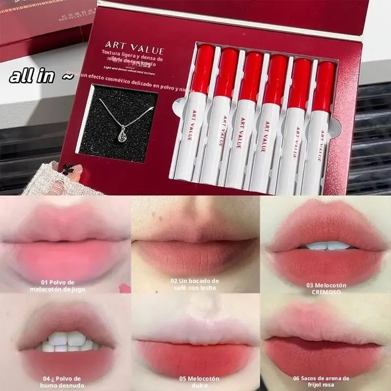 6-piece Red Velvet Lipstick Set Matte Matte Soft Matte