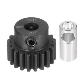 MECCANIXITY Steel 32P Gear Set with Gear Adapter 20T 5mm Shaft Motor Gears for RC Vehicles Truck Drift Car Part, Black