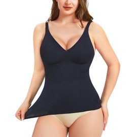 Gotoly Shapewear Tank Top for Women Tummy Control Shaping Camisole Tops Slimming Compression Cami Vest with Adjustable Straps (Black, XL)