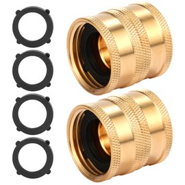 Sanpaint 2 Pack 3/4" Heavy Duty Brass Garden Hose Adapter with Dual Swivel for Male Hose to Male Hose, female to female hose adapter