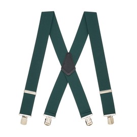 Suspender Store Classic Solid Color Suspenders - 2-Inch Wide - X-Back - Pin Clip - 42" for 5'0" to 5'9" tall - Hunter Green