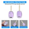 QBUC for Honda Key Fob Cover with Leather Keychain,Soft TPU