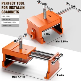 2-Pack Cabinet Clamps for Installing Cabinets, Face Frame Clamps Cabinet Installation Tools, Aluminum Alloy Cabinetry Claw w/Two Side Screws and Alignment Plate (Orange, 2Pack)