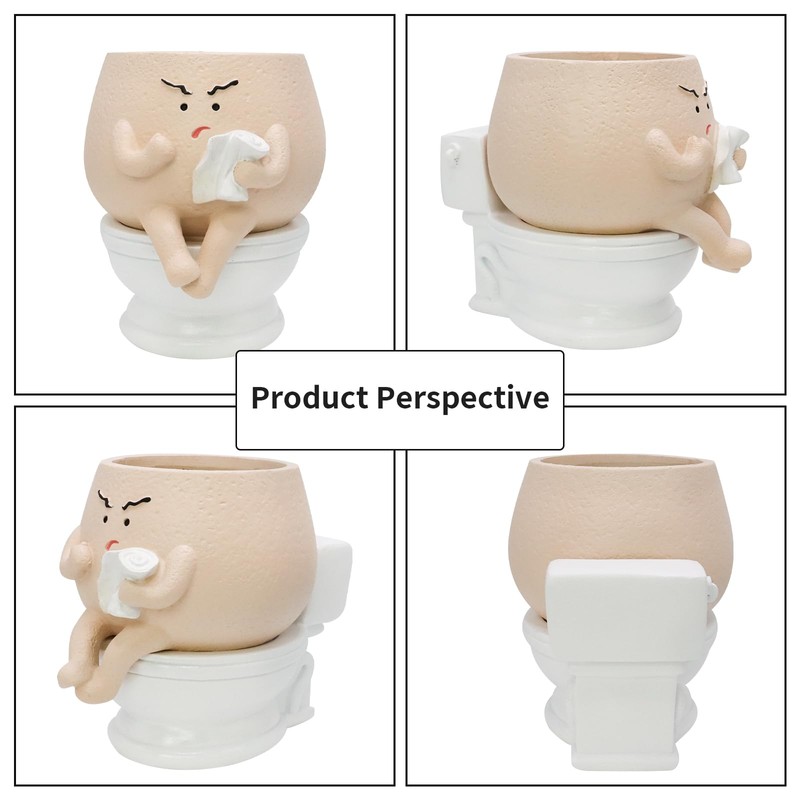 Toparad Face Self Watering Planter Pots Funny Toilet Plant Pot