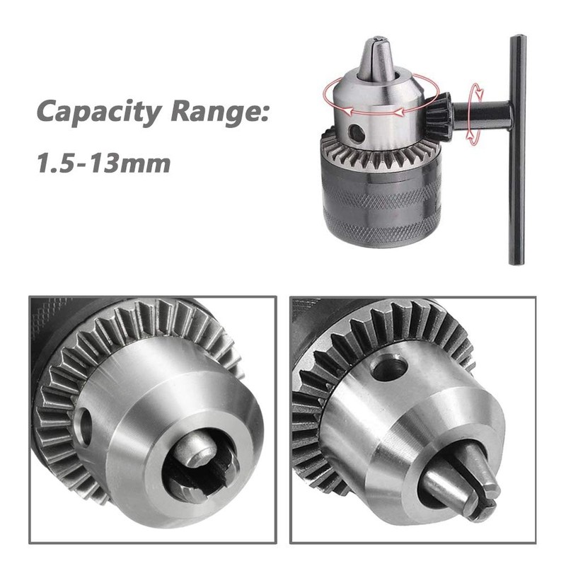 Mesee 1.5-13mm Capacity 1/2-20 UNF Thread Key Drill Chuck with