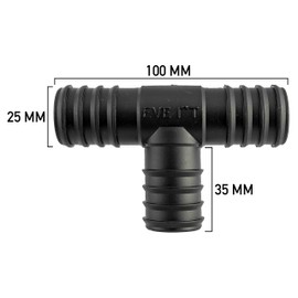 tee connectors/Adaptor Fittings for Corrugated Flexible Pond Pump/Filter Waterfall or Fountain Pipe with 3 x Double Wire Hose Clips (25mm tee+Clips)