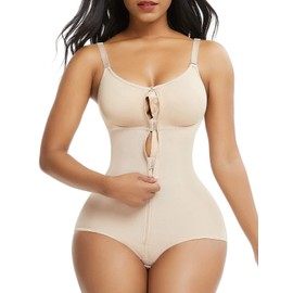 FeelinGirl Women Shapewear Bodysuit Tummy Control Body Shaper for Women with Zipper Beige 3XL