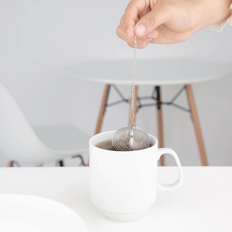 Olympia Oval Stainless Steel Tea Strainer with Chain and Hook