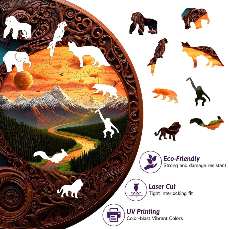 Round Wooden Jigsaw Puzzle - 246 Piece Yin Yang Nature