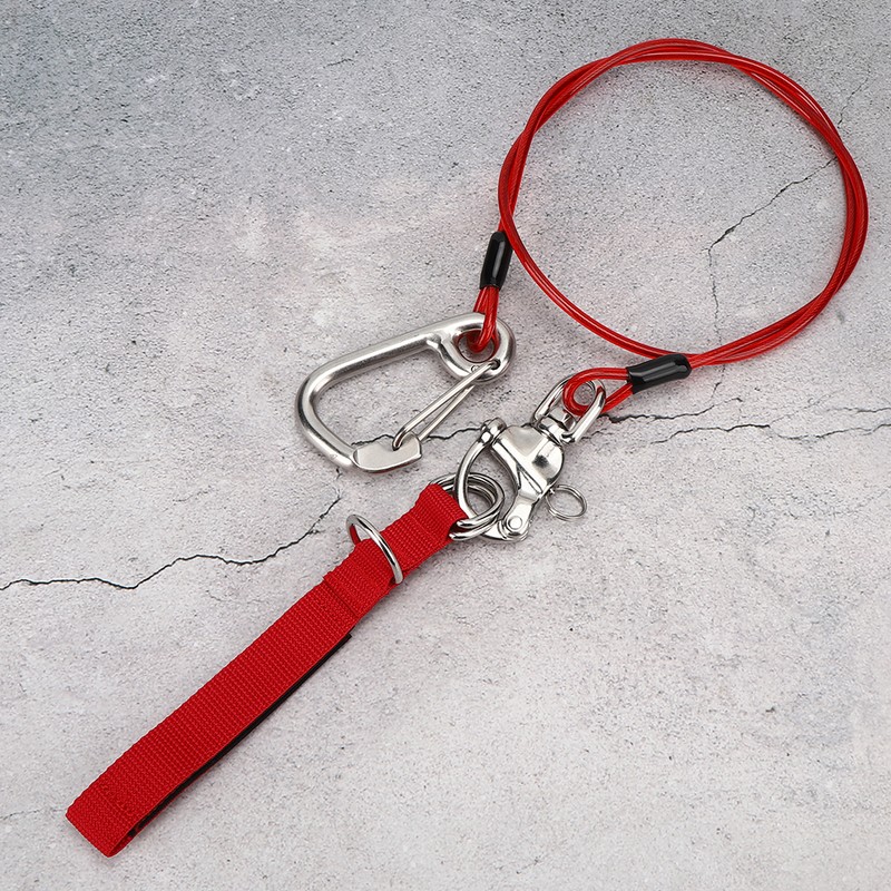 Freediving Lanyard 316 Pro Stainless Steel Safety Rope with Wristband