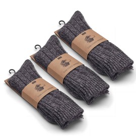 THE COZY SHEEP Wool Socks Men and Women Comfortable Warm Stockings Thick Cuddly Socks for Cold Feet Norwegian Wool Socks Durable Sheep's Wool Socks, Dark Grey 3-Pack