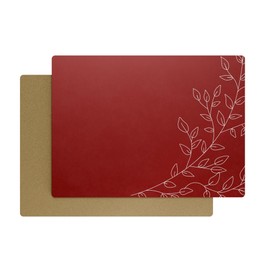 Royalty Art Dark Red Boho Placemats, 4 Pc. Set, Non-Slip Cork Backed, Wipeable Heat Resistant Surface for Kitchen and Dining Table Protection, Cute Floral Pattern for Farmhouse or Rustic Decor