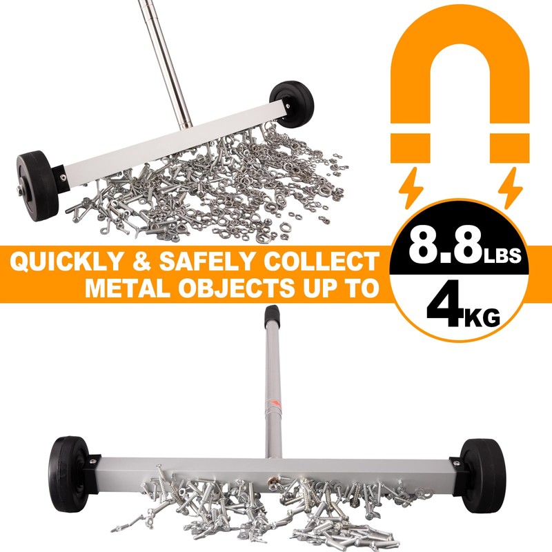 Toolwiz 17" Rolling Magnetic Sweeper 8.8lbs, with 16 lbs Telescopic