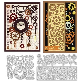 INFUNLY 14 Stück Vintage Zahnrad Stanzform Uhr Metall Stanzungen für Kartenherstellung Stanzform für Kettenecken Glühbirnen Karbonstahl Stanzungen Retro Getriebe Schablone für Heimwerker Scrapbooking