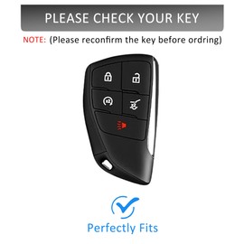 Qunzes Key Fob Cover with Heavy-duty Keychain For Chevy Silverado 1500 GMC Sierra 1500 Silverado Sierra 2500HD 3500HD 2022-2025 (Black)