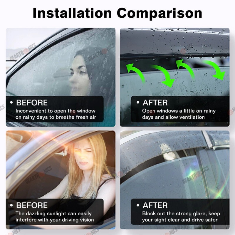 GEARZAAR For 2013-2017 Honda Accord Chrome Trim Window Visors Vent