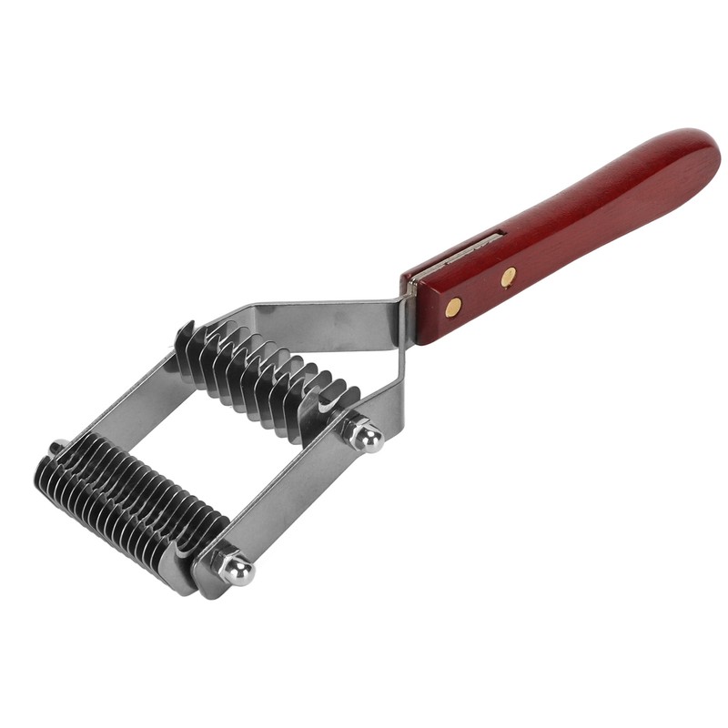 Pet Dematting Comb 2 Rows Stainless Steel Blades Wooden Handle