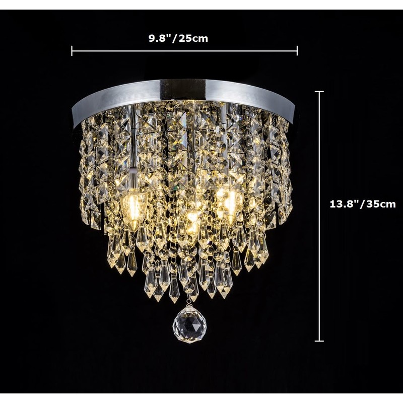 Surpars House Ceiling Light, Mini Chandelier, Silver Crystal Ceiling Lighting