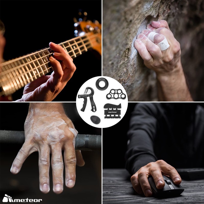 METEOR Essential Hand Grip Strengthener Kit (5-in-1) - Adjustable Gripster