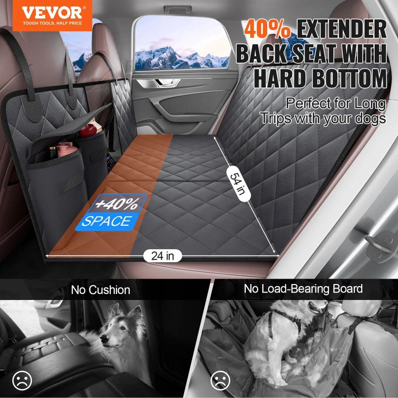 "Pet Backseat Cover Waterproof Dog Hammock for Car 54"x24" Hard