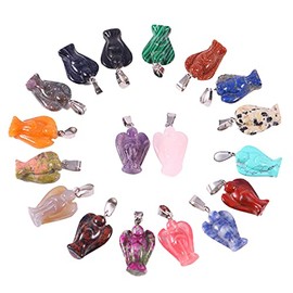 RayLineDo 10Pcs Angel Design Stone Pendants DIY Crystal Charms Beads with Assorted Color for Jewelry Making