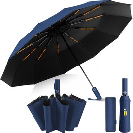 MXCOCO Paraguas Plegable Automático, Paraguas de Bolsillo para Lluvia y Sol, Sombrilla Plegable Grande Resistente al Viento y Lluvia con Protección UV, Portátil para Hombres y Mujeres